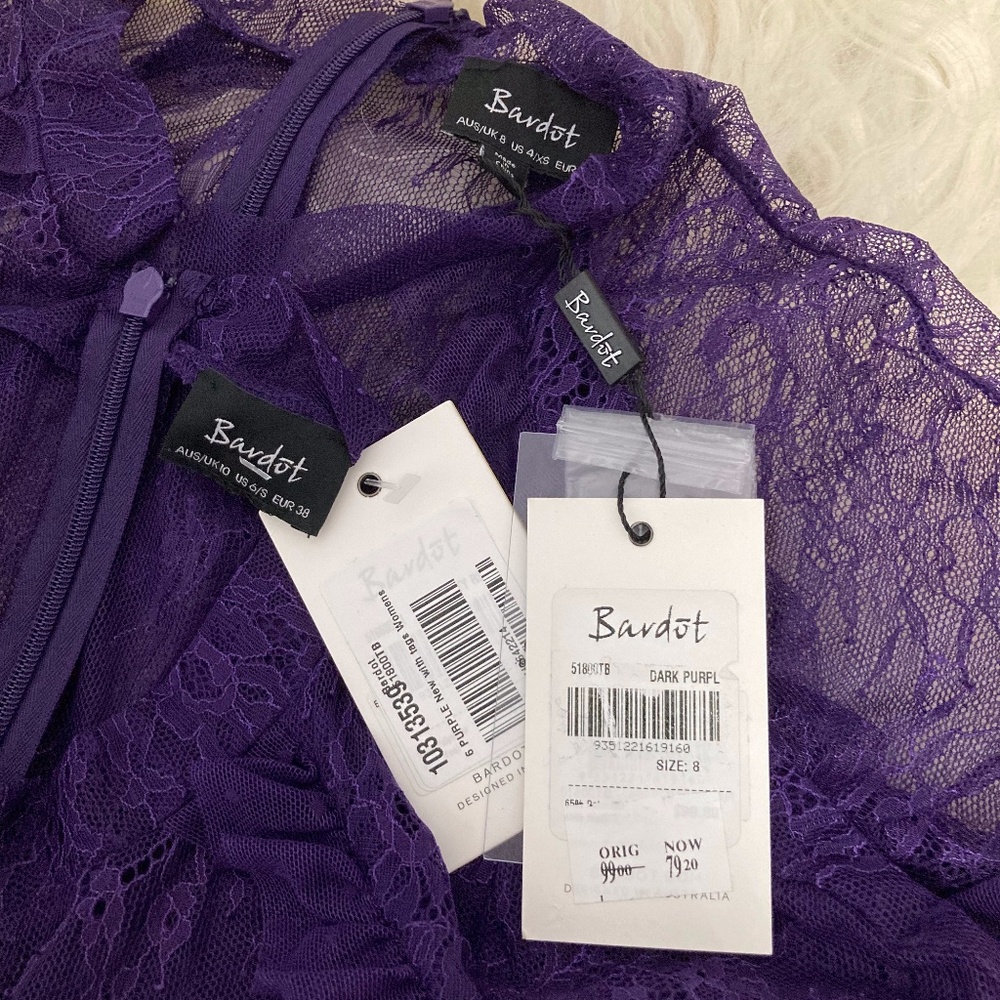 BARDOT Ruffled Lace Peplum Blouse - Picture 8 of 8